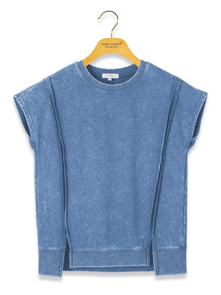 Simply Southern mineral wash modal jersey tee in blue, alternate view