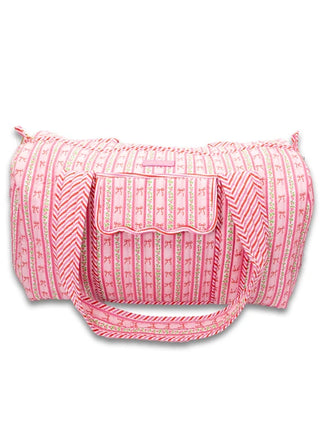 Simply Southern quilted duffel bag in blush stripe
