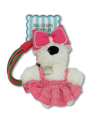 Simply Southern plush bag charm in a dark pink bow design