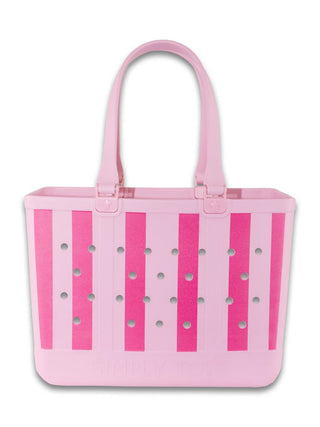 Simply Southern Simply Tote rubber tote bag in Berry stripe