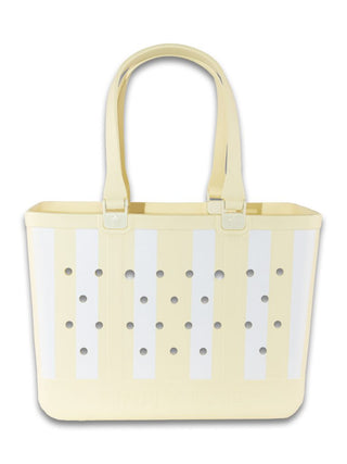 Simply Southern Simply Tote rubber tote bag in Lemon stripe