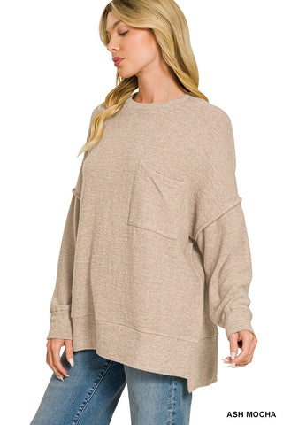 Brushed Drop Shoulder Sweater Ash Mocha
