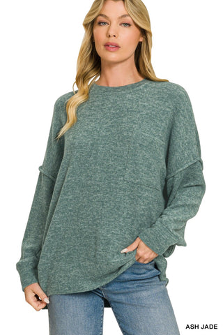 Brushed Drop Shoulder Sweater Ash Jade