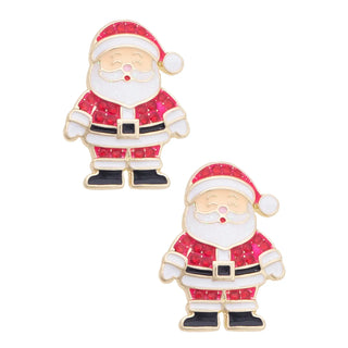 Canvas Style Jolly Santa stud earrings in red and white enamel