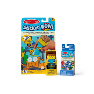 Melissa & Doug Sticker WOW! construction activity pad and Squash the Bulldozer sticker stamper