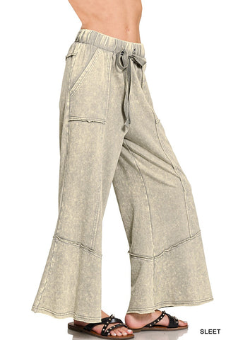 Exposed-seam Flare Pants w/ Pockets Sleet