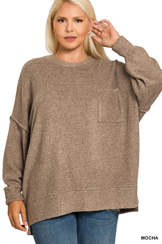 Brushed Drop Shoulder Sweater Mocha