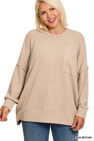 Brushed Drop Shoulder Sweater Ash Mocha