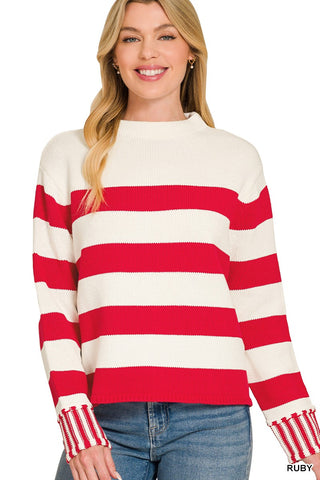 Knit Striped Sweater Ruby