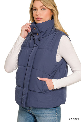 Zenana dark navy puffer vest, alternate view