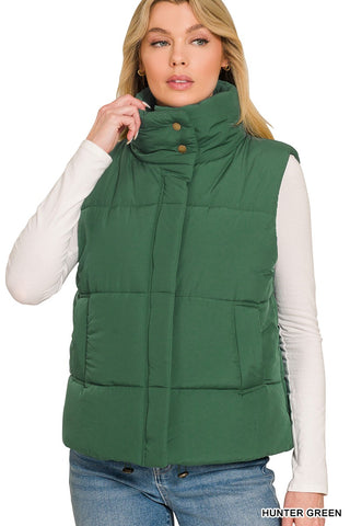 Zenana hunter green puffer vest, alternate view