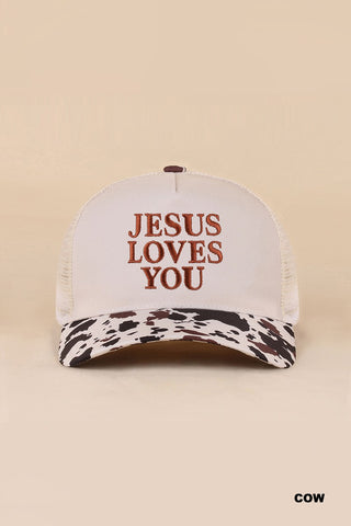 Jesus Loves You Mesh Snapback Hat Cow