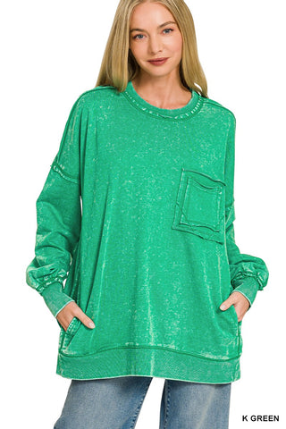 French Terry Front Pocket Pullover K Green