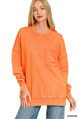French Terry Front Pocket Pullover Orange