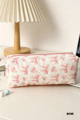 Trendy Pattern Makeup Bag Pencil Case Bow