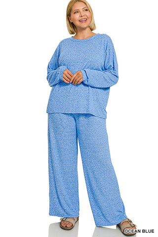 Melange Hacci Long Slv & Pants Set Ocean Blue