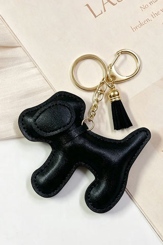 Zenana vegan leather dog bag charm keychain in black