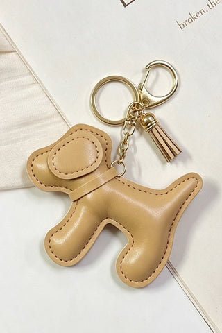 Zenana vegan leather dog bag charm keychain in mocha