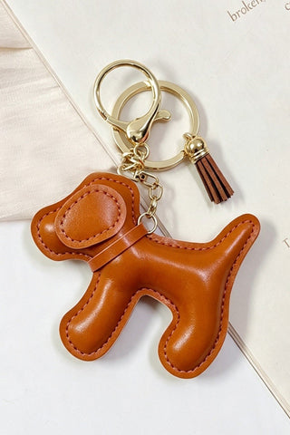 Zenana vegan leather dog bag charm keychain in brown