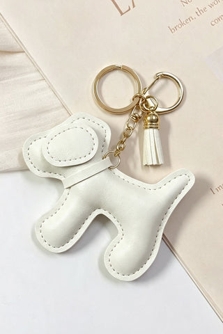 Zenana vegan leather dog bag charm keychain in white