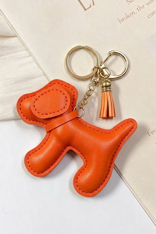 Zenana vegan leather dog bag charm keychain in orange
