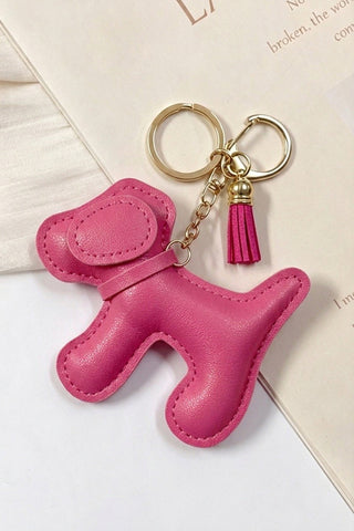 Zenana vegan leather dog bag charm keychain in pink