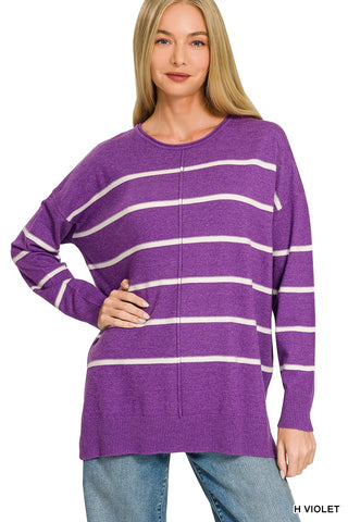 Viscose Thin Striped Sweater H Violet