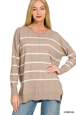 Viscose Thin Striped Sweater H Mocha