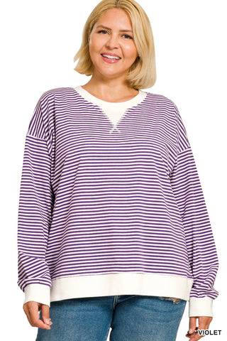 Zenana violet striped ribbed top, alternate view