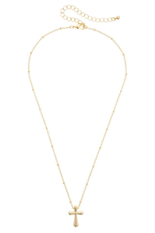 Canvas Style cross icon necklace in shiny gold