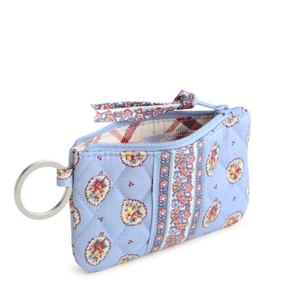 Vera Bradley Zip ID Pouch with Breakaway Lanyard Blue Leaf