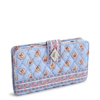 Vera Bradley Turnlock Wallet Blue Leaf