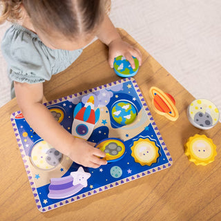 Melissa & Doug Space chunky puzzle with rocket, planet and moon pieces