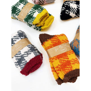 Plaid Pattern Soft Fuzzy Winter Socks