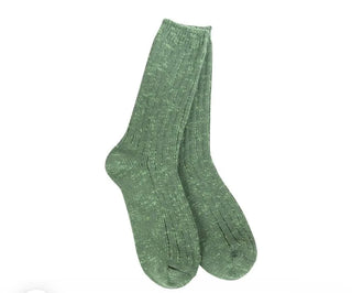 World's Softest Socks Weekend Cotton Slubbed Marled Crew Ivy