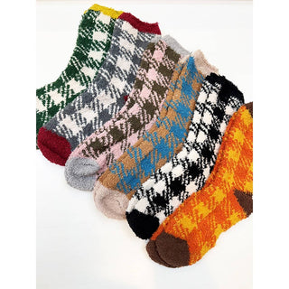 Plaid Pattern Soft Fuzzy Winter Socks