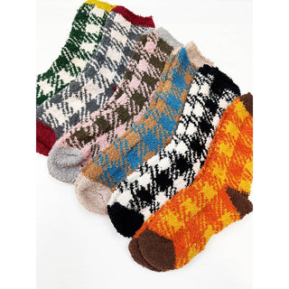 Plaid Pattern Soft Fuzzy Winter Socks