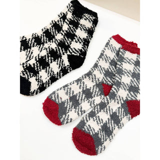 Plaid Pattern Soft Fuzzy Winter Socks