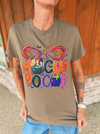 Hocus Pocus Halloween tee modeled by an A Gathering Place team member
