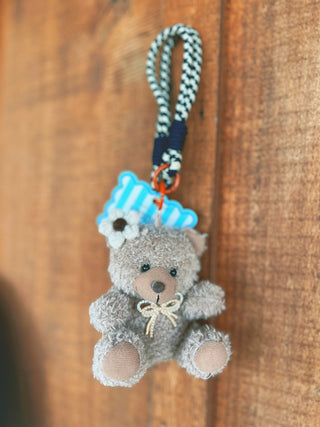 Simply Southern plush brown bear bag charm, alternate view
