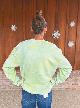 Tie Dyed Grinch Face Crewneck