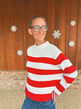 Zenana ruby sweater, striped cuff detail