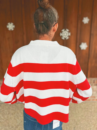 Zenana ruby knit sweater, back view