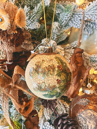 Holly Leaves Christmas ornament with green holly leaf detail