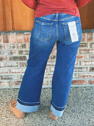 Risen Mid Rise Ankle Straight Jeans Cuffed Hem 21442