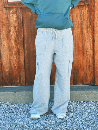 Risen HR Side Cargo Pocket Wide Pants Heather Grey