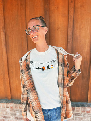 Haunted Halloween Embroidered Tee Ivory