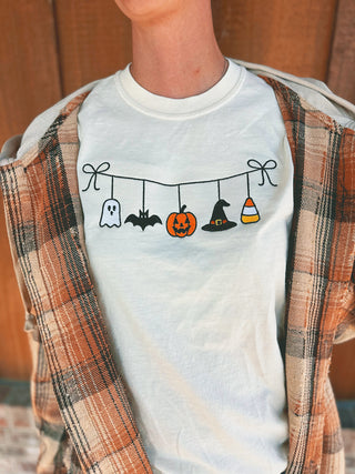 Haunted Halloween Embroidered Tee Ivory