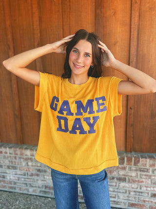 Purple & Gold Game Day Ribbed Top