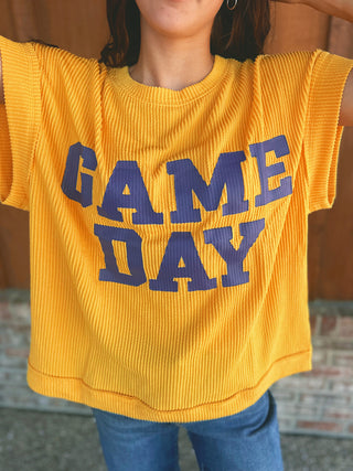 Purple & Gold Game Day Ribbed Top